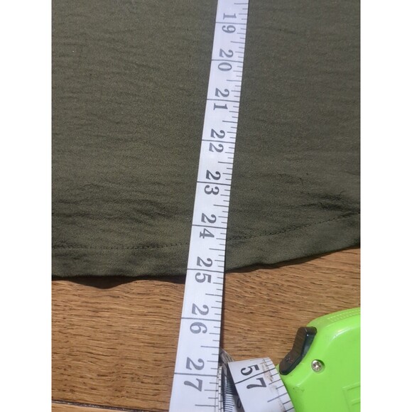 Olive Green Top Babydoll Med Lace Shoulder Whimsey Goth Career Capsule Travel - Picture 9 of 9